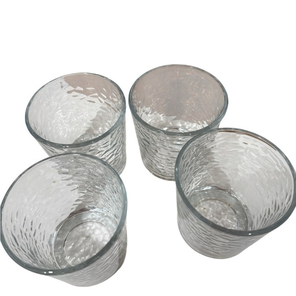 Libbey Pebble Crinkle Optic Double Rocks Glasses Set of 4 Clear 4 inch Glasses - Picture 3 of 6